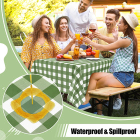 Misaya buffalo tablecloth picnic table setup for outdoor dining