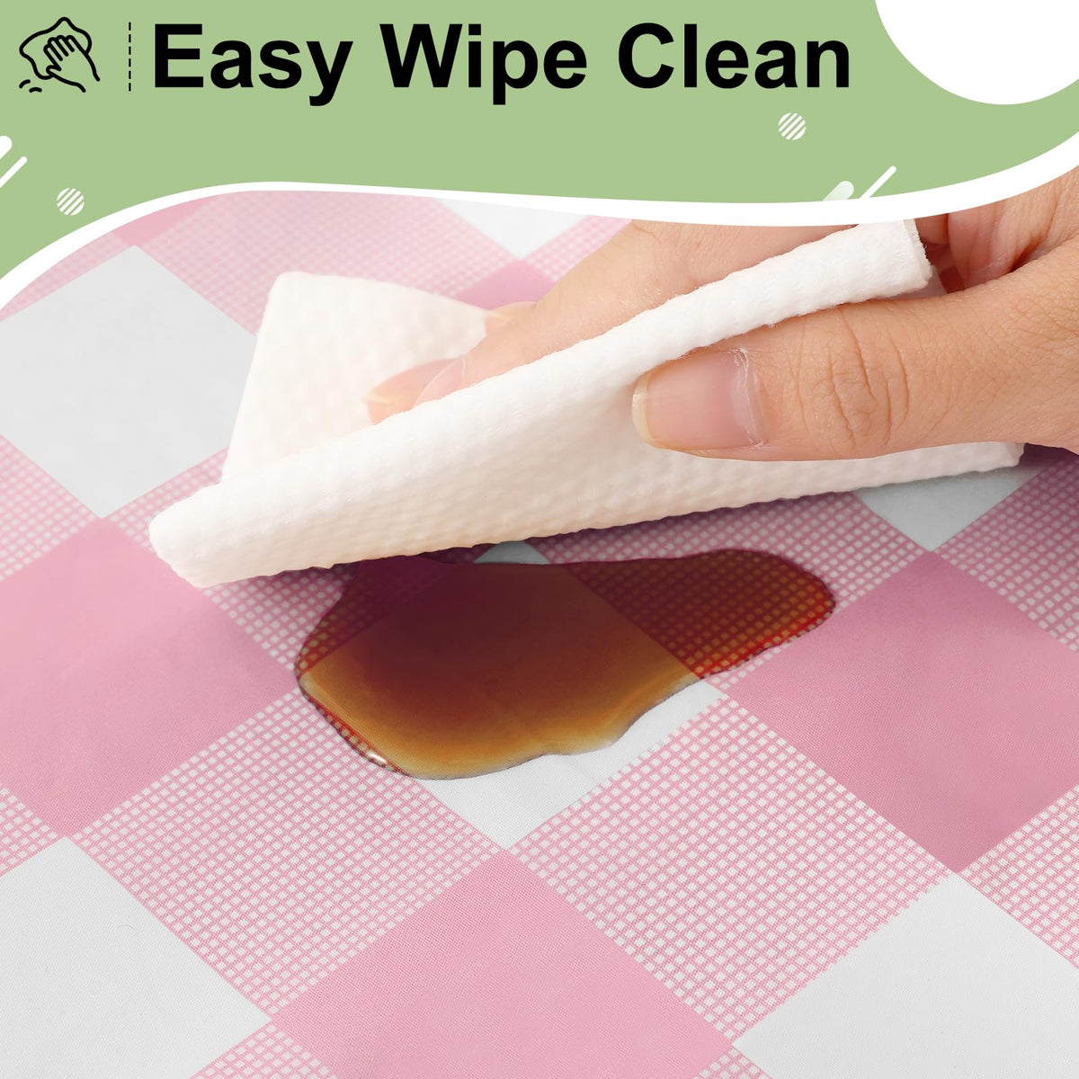 Misaya tablecloth surface easily wipes clean after spills