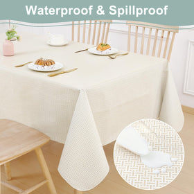 Misaya tablecloth with soft flannel backing provides comfort and anti-slip during meals.