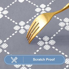 Misaya flannel-backed cloth protects surfaces from scratches and heat.