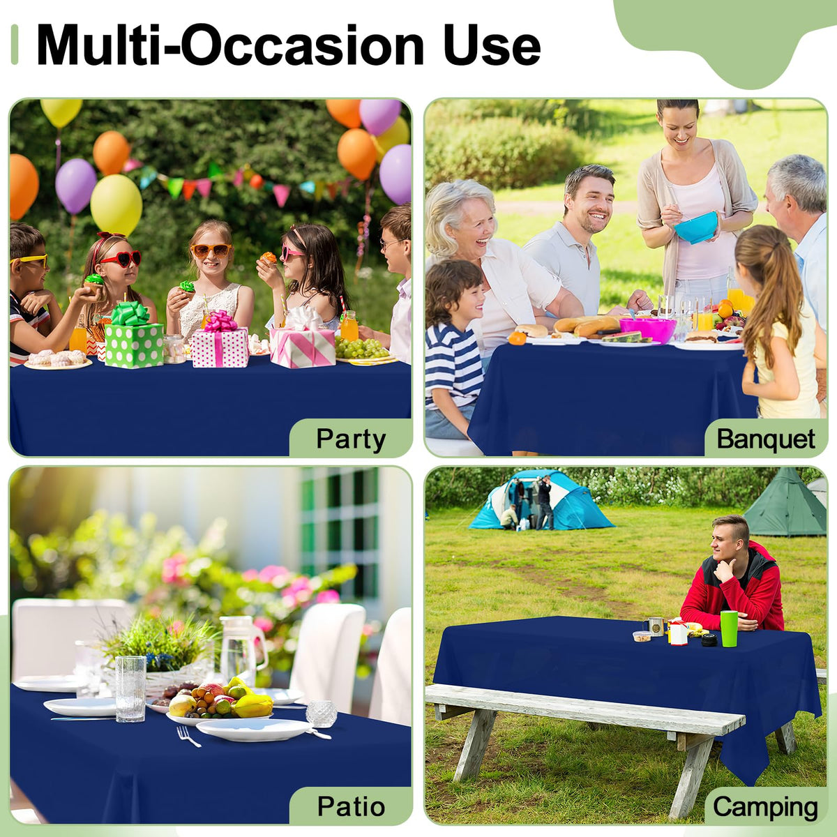 Misaya outdoor picnic setup featuring navy disposable tablecloth