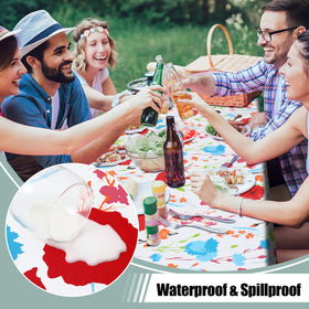 Misaya flannel-backed tablecloth adds soft comfort for indoor and outdoor use.