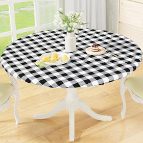 Misaya round fitted tablecloth with elastic edge for secure round-table use