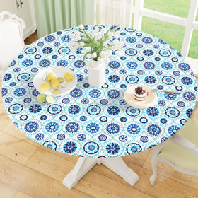misaya round fitted tablecloth with elastic edge for a snug table fit