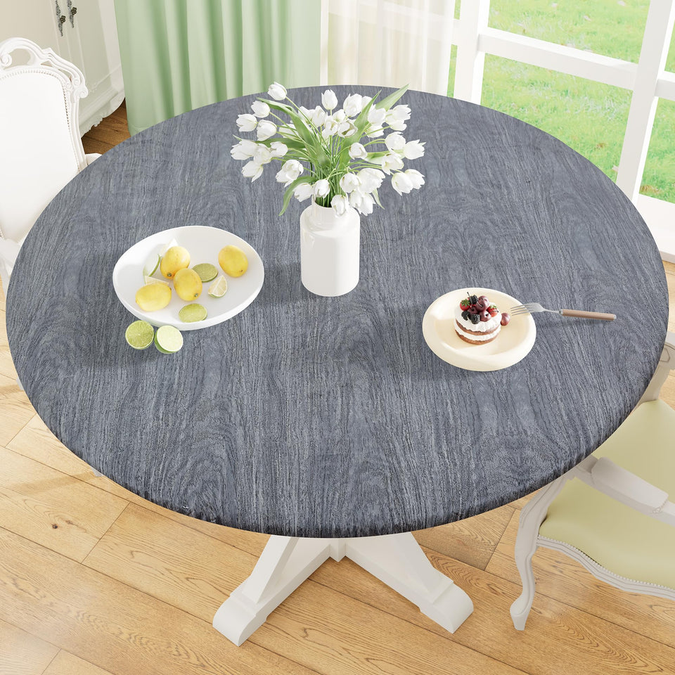 Misaya round tablecloth with elastic edge for a snug, wind-resistant fit