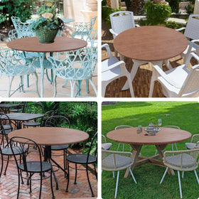 Misaya round tablecloth oak wood grain design adds natural charm to table settings.