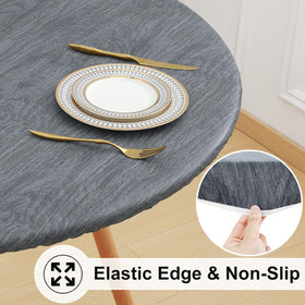 Misaya tablecloth with waterproof vinyl layer protecting your table from spills and stains.