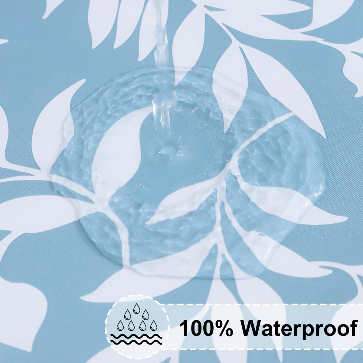 Misaya vinyl-backed tablecloth for easy cleaning and wrinkle resistance.