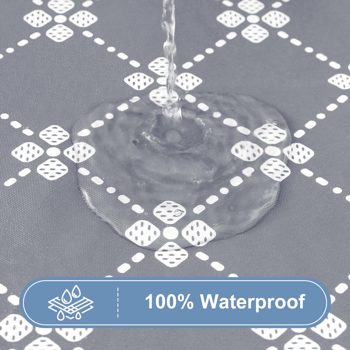 Misaya waterproof table cover keeps spills from soaking into the surface.