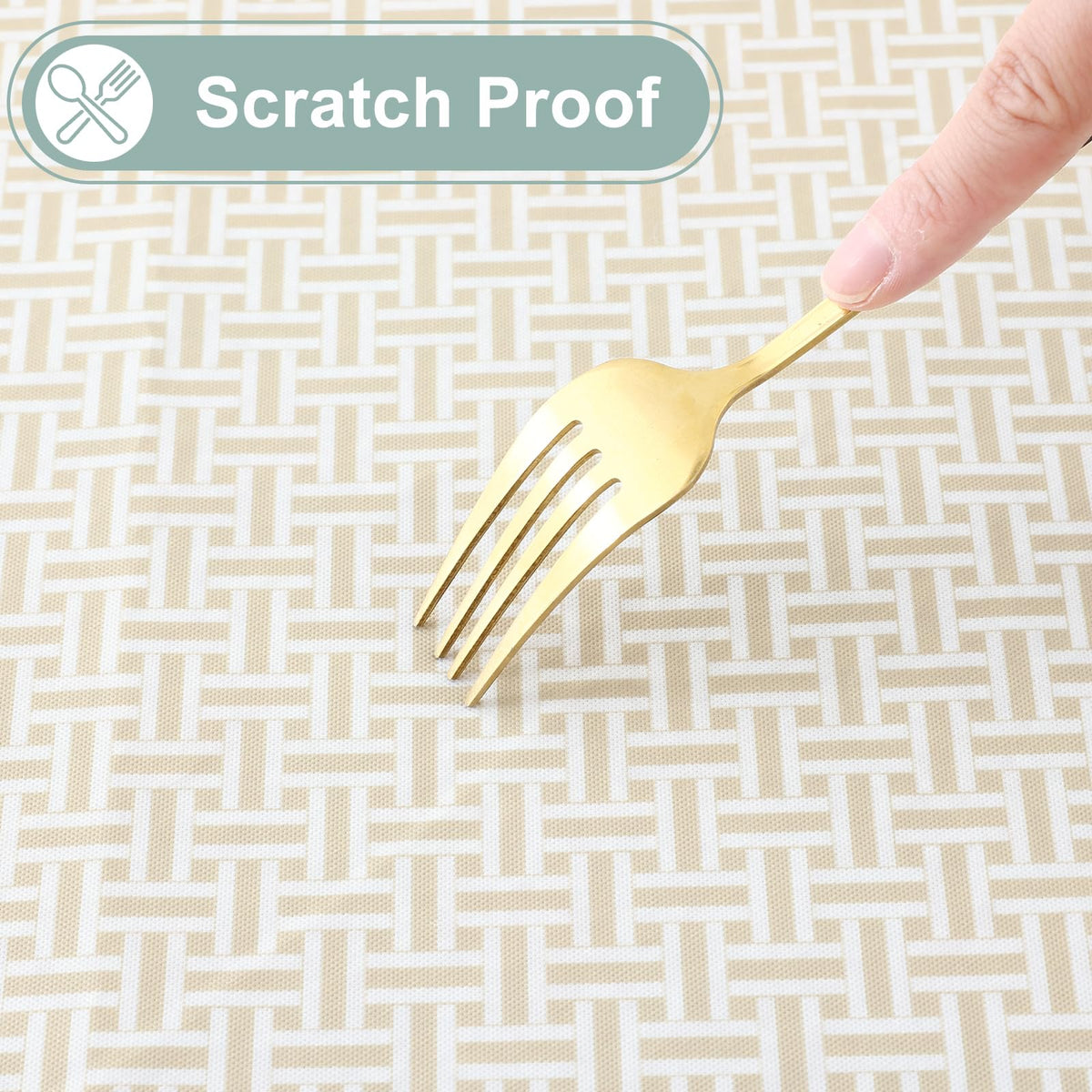 Misaya wipe-clean tablecloth cleans quickly with a damp cloth after meals.