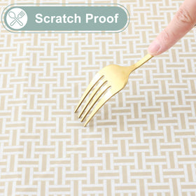Misaya wipe-clean tablecloth cleans quickly with a damp cloth after meals.