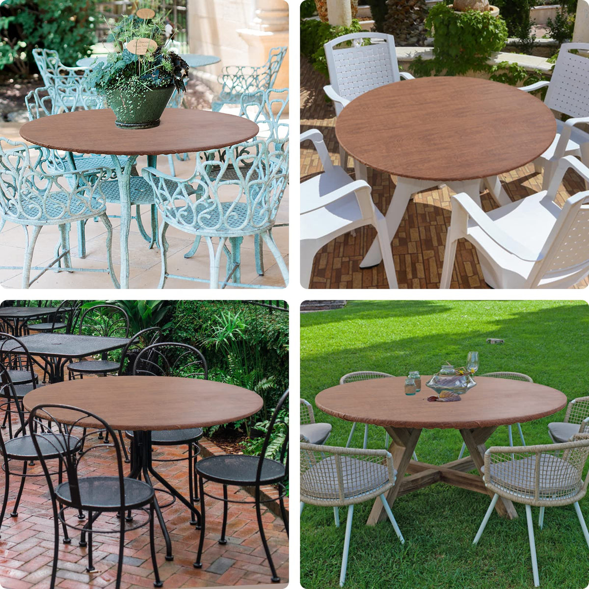Misaya wood grain pattern on the tablecloth adds natural warmth to the table.