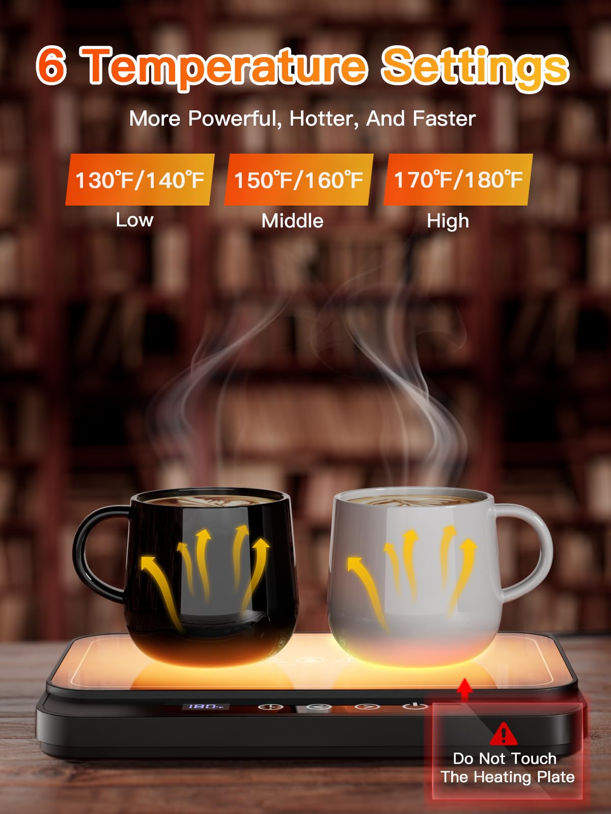 Misby warmer works with flat-bottom mugs for best heat contact