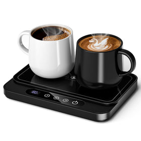 Misby coffee mug warmer with large panel keeps two beverages warm with even heat