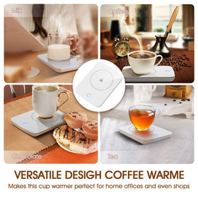 Misby Mug Warmer features thermal glass layer to resist spills and simplify cleaning.