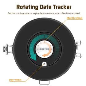 Miscedence date-tracker wheel shown for storage time at a glance.