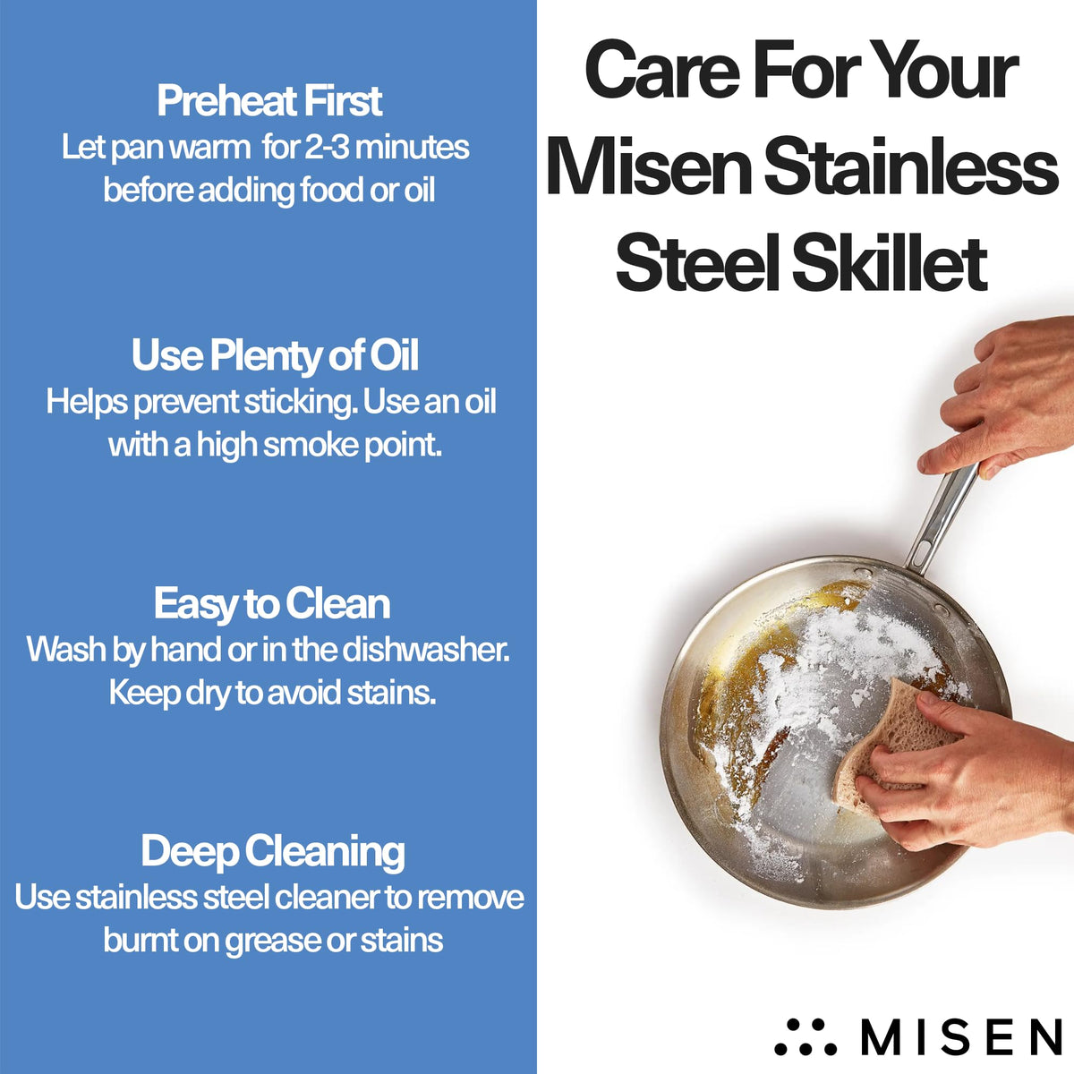 Misen 5-Ply 12-inch frying pan warp-resistant construction stands up to high heat
