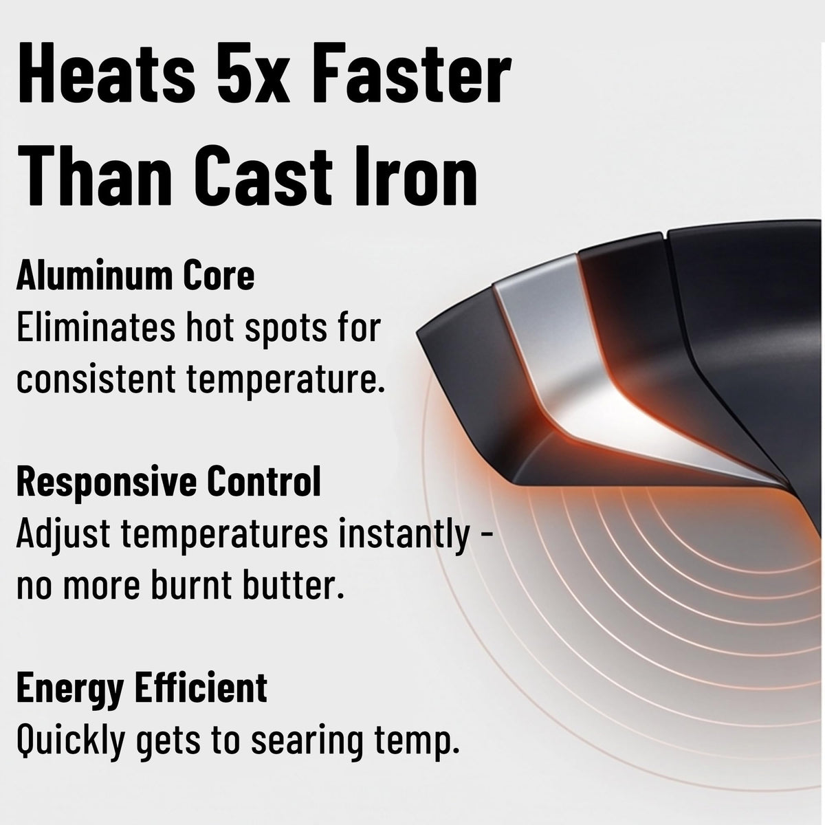 Misen Carbon Nonstick Skillet with even heating core for consistent searing.
