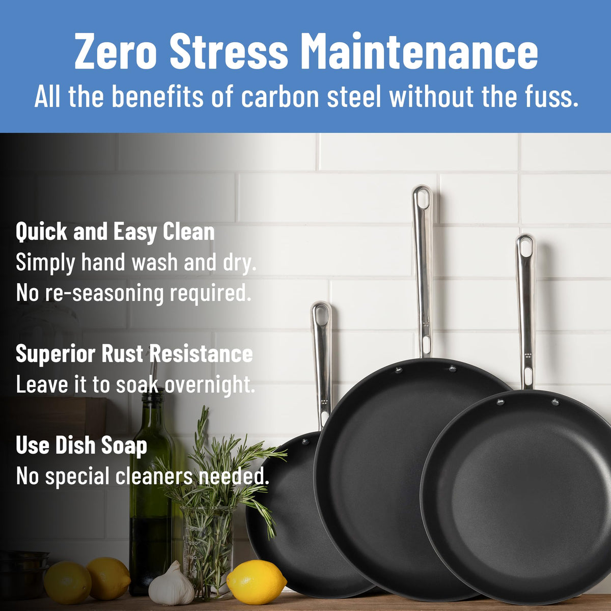Misen Carbon Nonstick Skillet induction-ready for any stove type.
