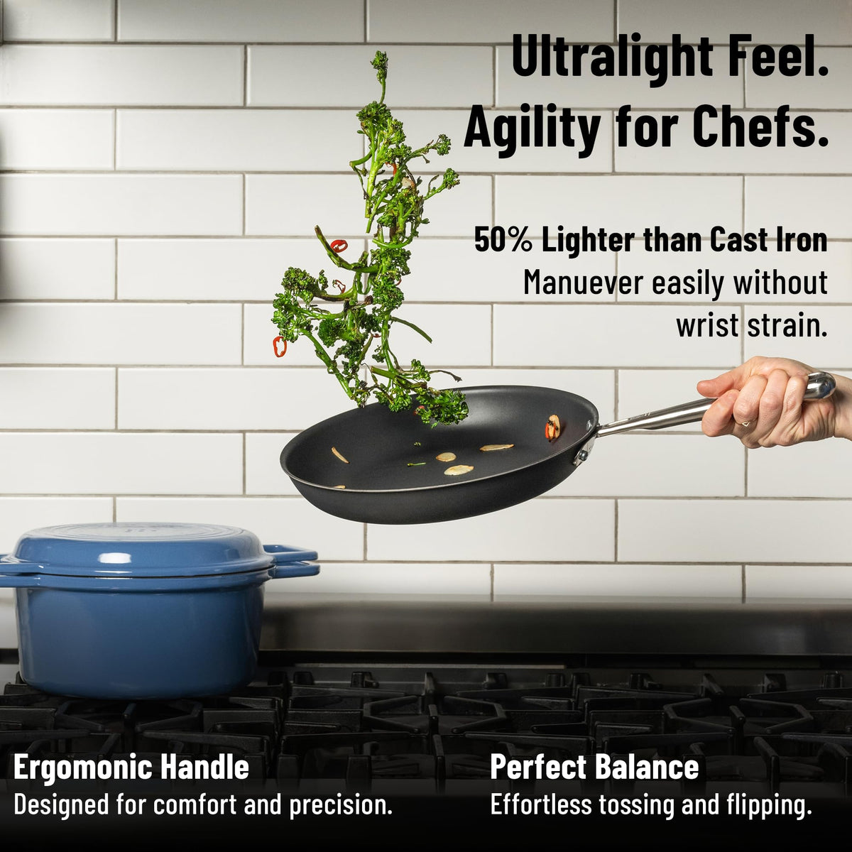 Misen Carbon Nonstick Skillet open flame grilling and open flame use.