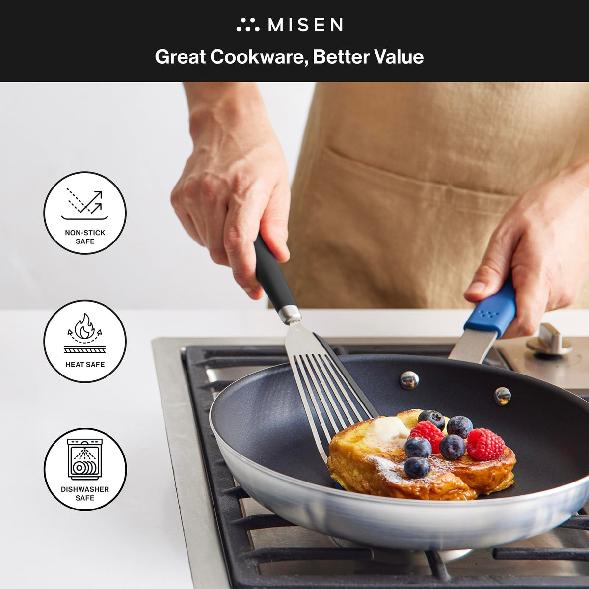 Misen Fish Spatula lightweight design for effortless handling in cooking.