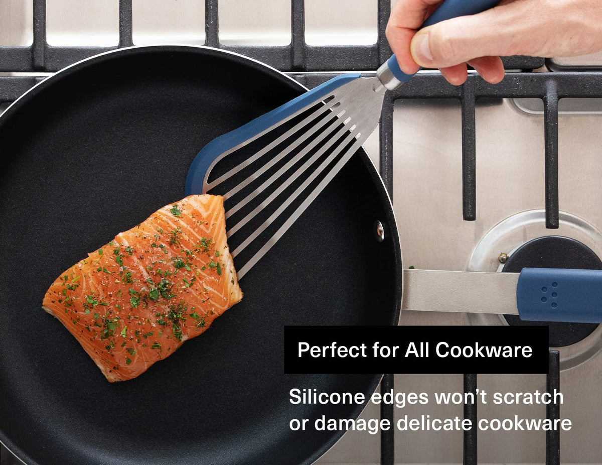 Modern kitchen with Misen fish spatula blending style and function