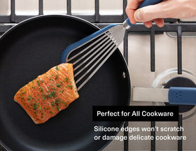 Modern kitchen with Misen fish spatula blending style and function