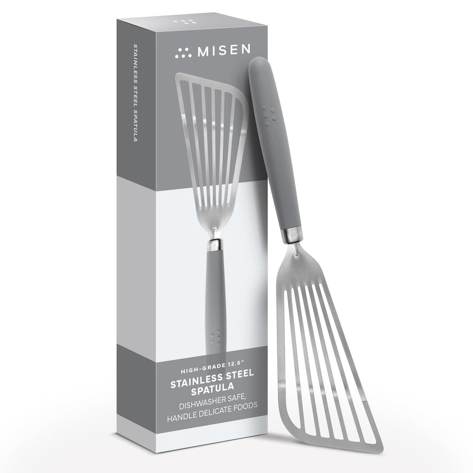 Misen fish spatula slotted turner for delicate flips and even heat