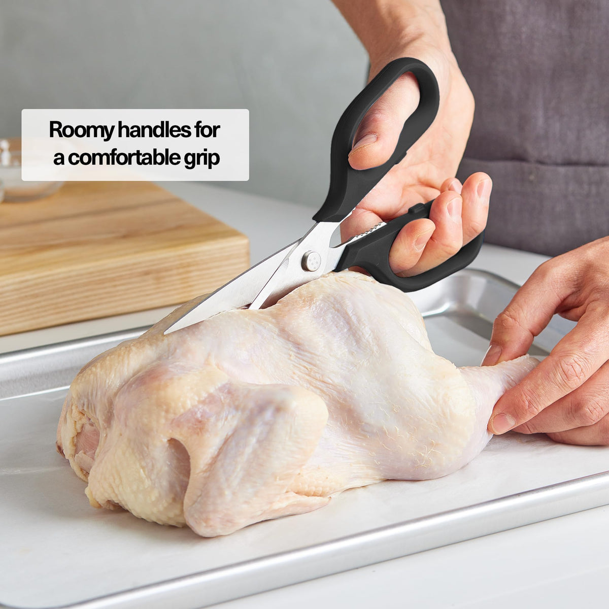 Misen Heavy Duty Kitchen Shears disassembled for thorough cleaning and safe storage.
