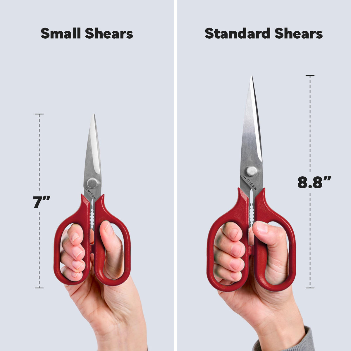 Misen shears open packaging smoothly for easy access.
