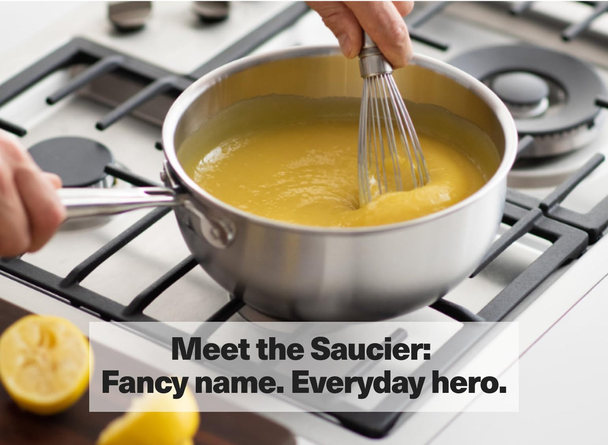 Misen saucier 3 qt demonstrates even heat distribution for sauces.