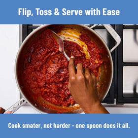 Misen Scraper Chef Spoon helps deglaze sauces from a Dutch oven