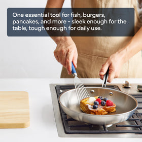 Misen 1mm-thick flexible blade eases turning delicate foods
