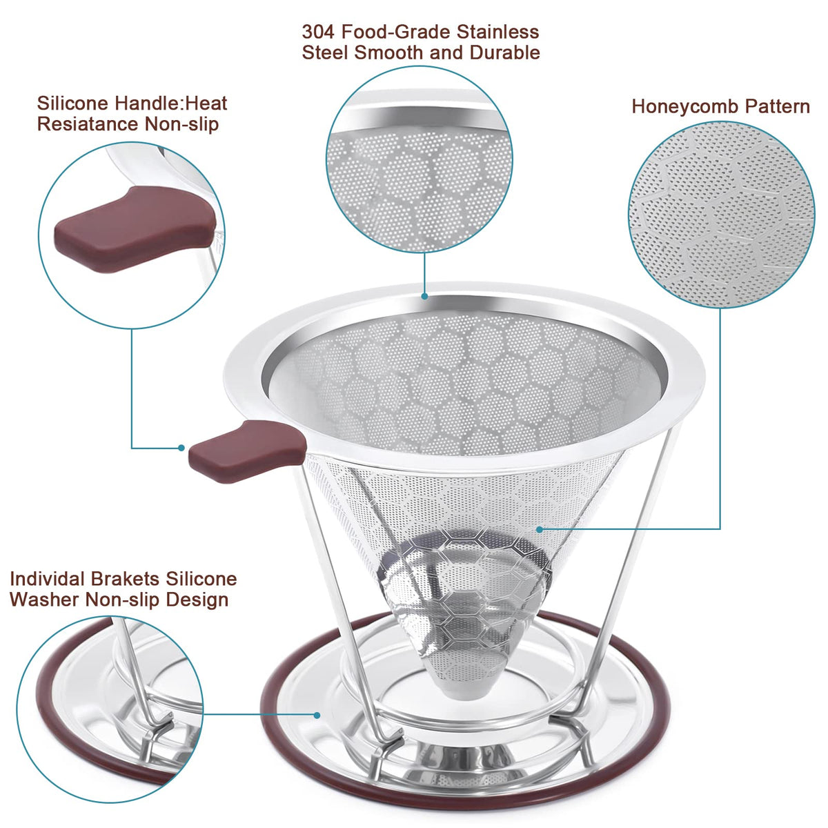 MISETTO stainless steel filter 800 mesh enables clean extraction for flavorful coffee