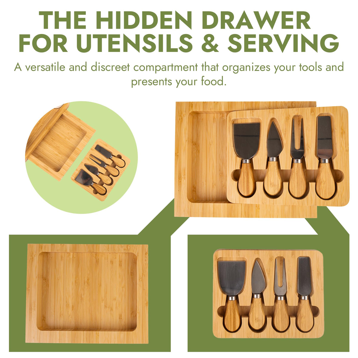 Miskoey bamboo cheese tray magnetic connection eases storage after gatherings.