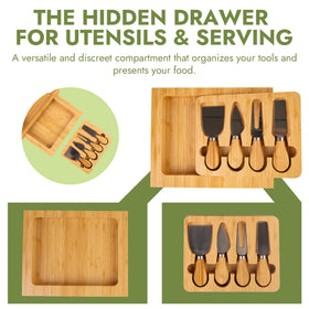 Miskoey bamboo cheese tray magnetic connection eases storage after gatherings.