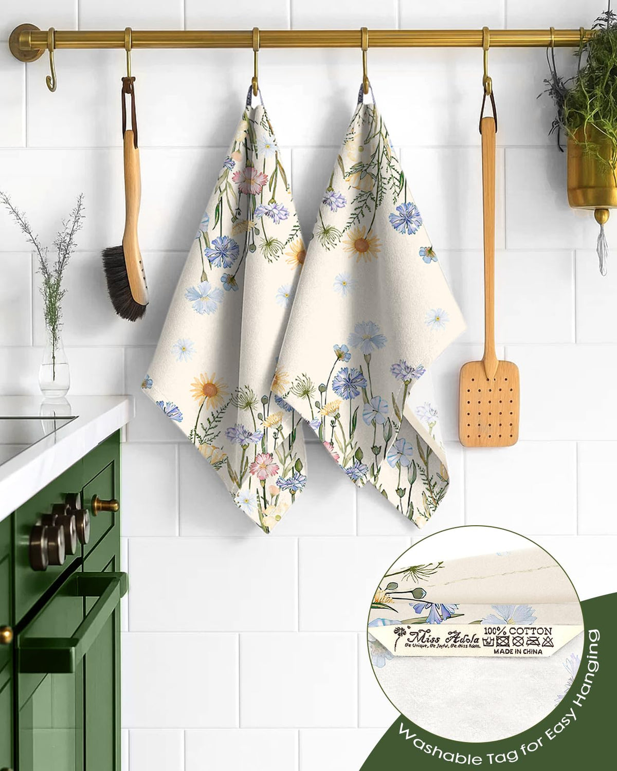 Miss Adola 18x26 inch cotton towels provide ample drying surface.