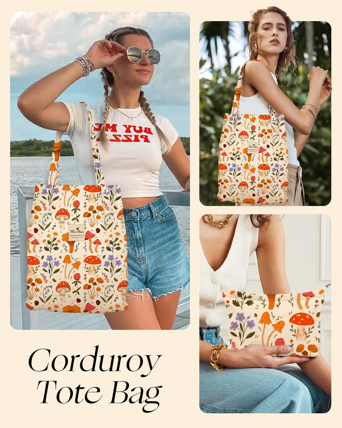 Miss Adola corduroy makeup pouch close-up highlights soft texture for organized beauty on the go