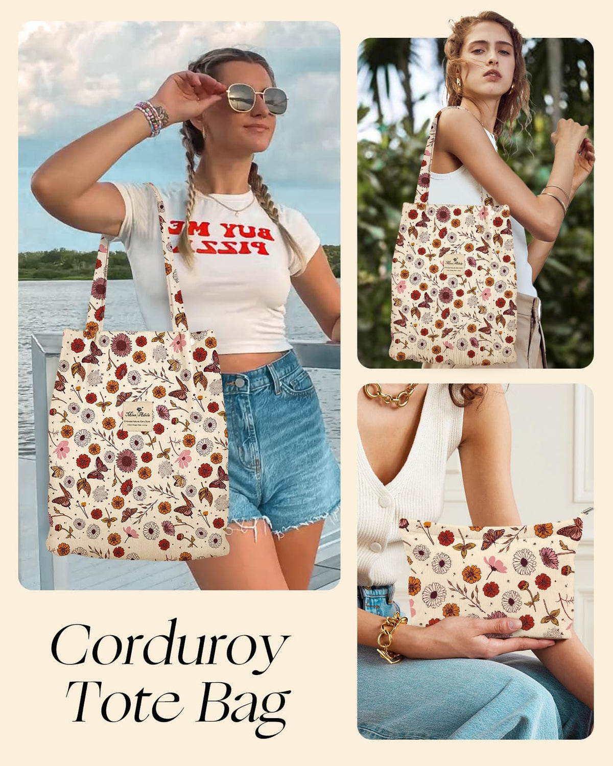 Miss Adola corduroy makeup pouch for organized vanity and on-the-go touchups.