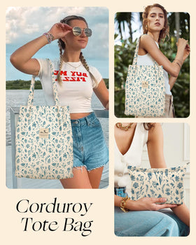 Miss Adola corduroy makeup pouch keeps cosmetics organized on the go