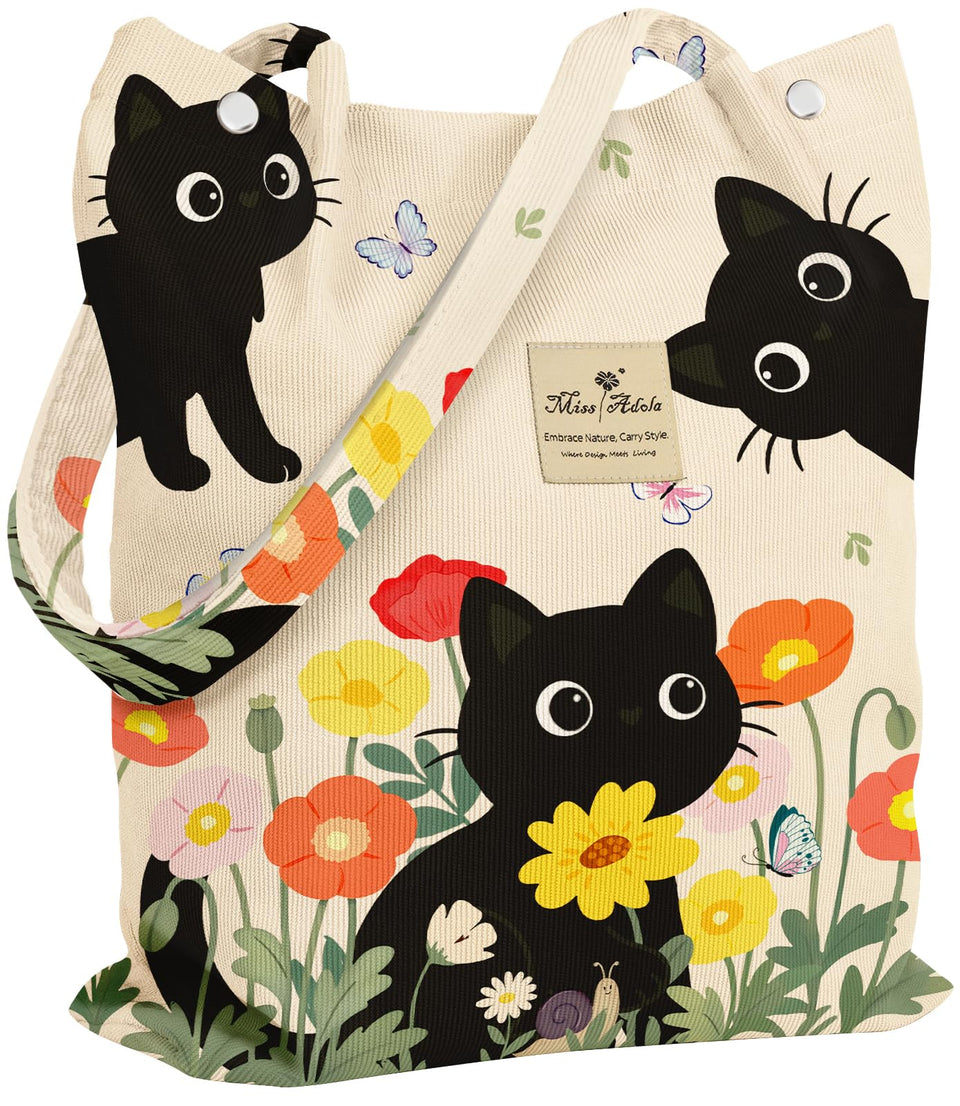 Miss Adola corduroy tote bag front view for stylish daily carry and work-ready versatility.