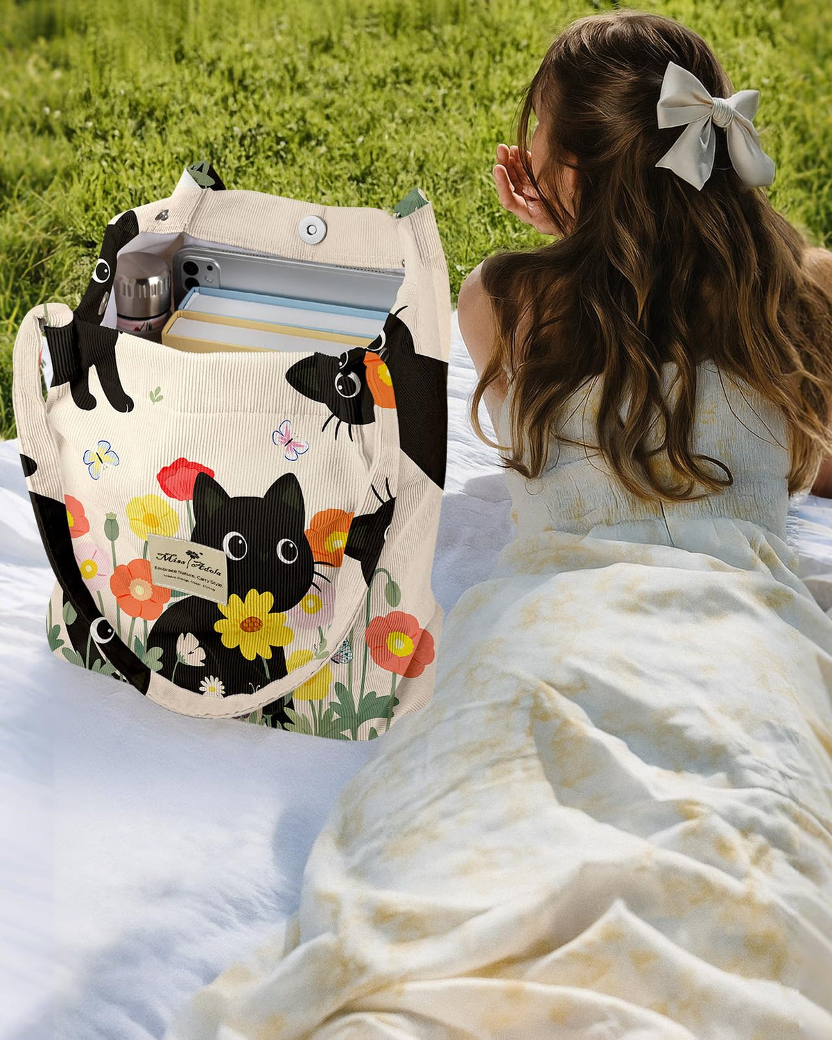 Miss Adola tote bag interior pocket keeps keys and cards neatly organized.