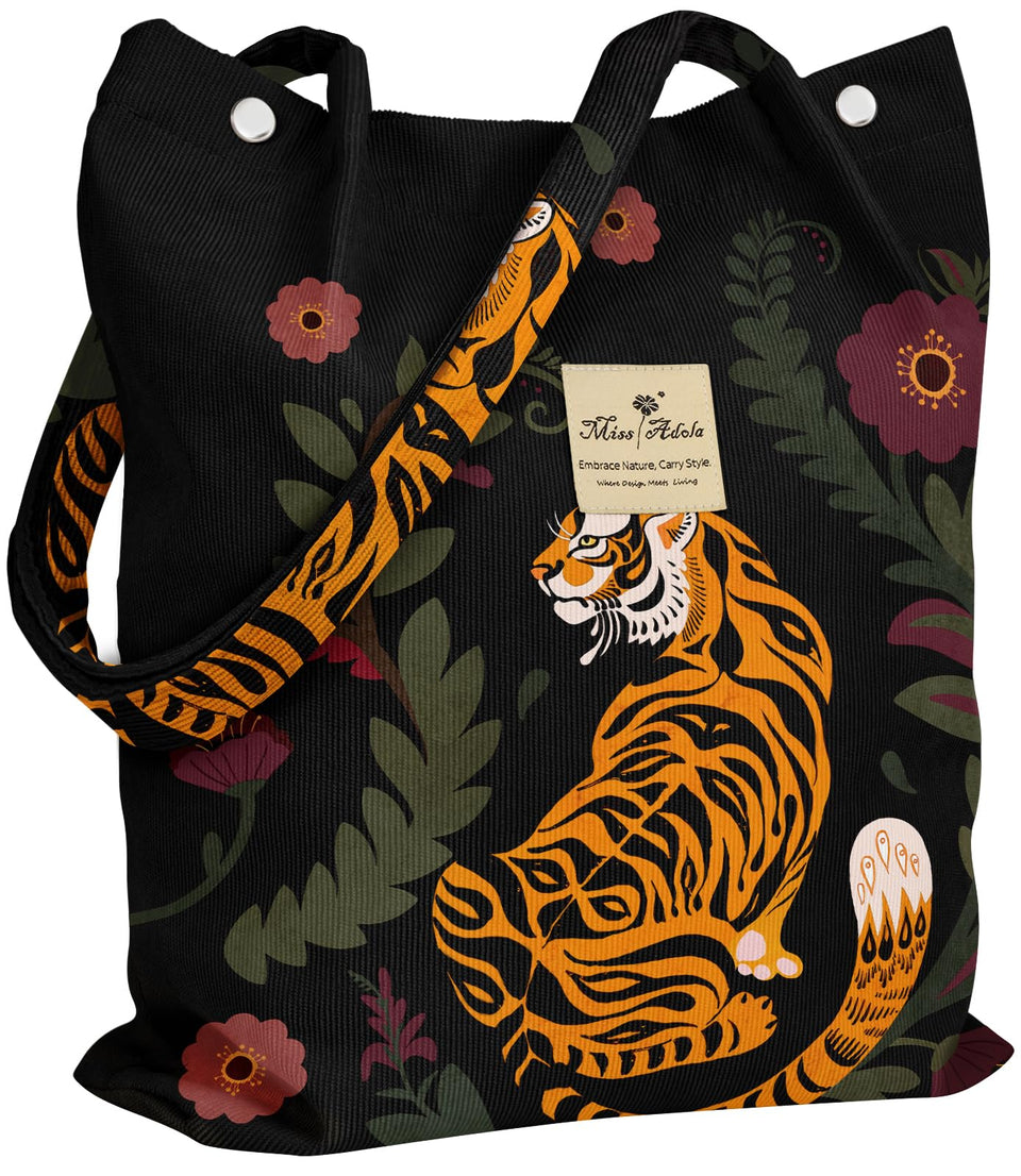 Miss Adola corduroy tote bag with magnetic buckle for secure everyday use