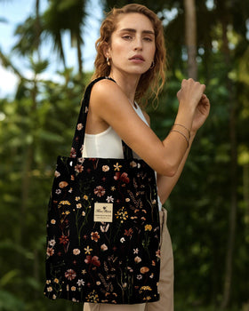 Miss Adola Corduroy Tote Bag with magnetic closures secure and accessible.
