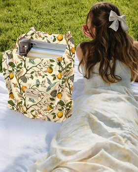 Miss Adola corduroy tote inner pocket keeps smaller items organized.