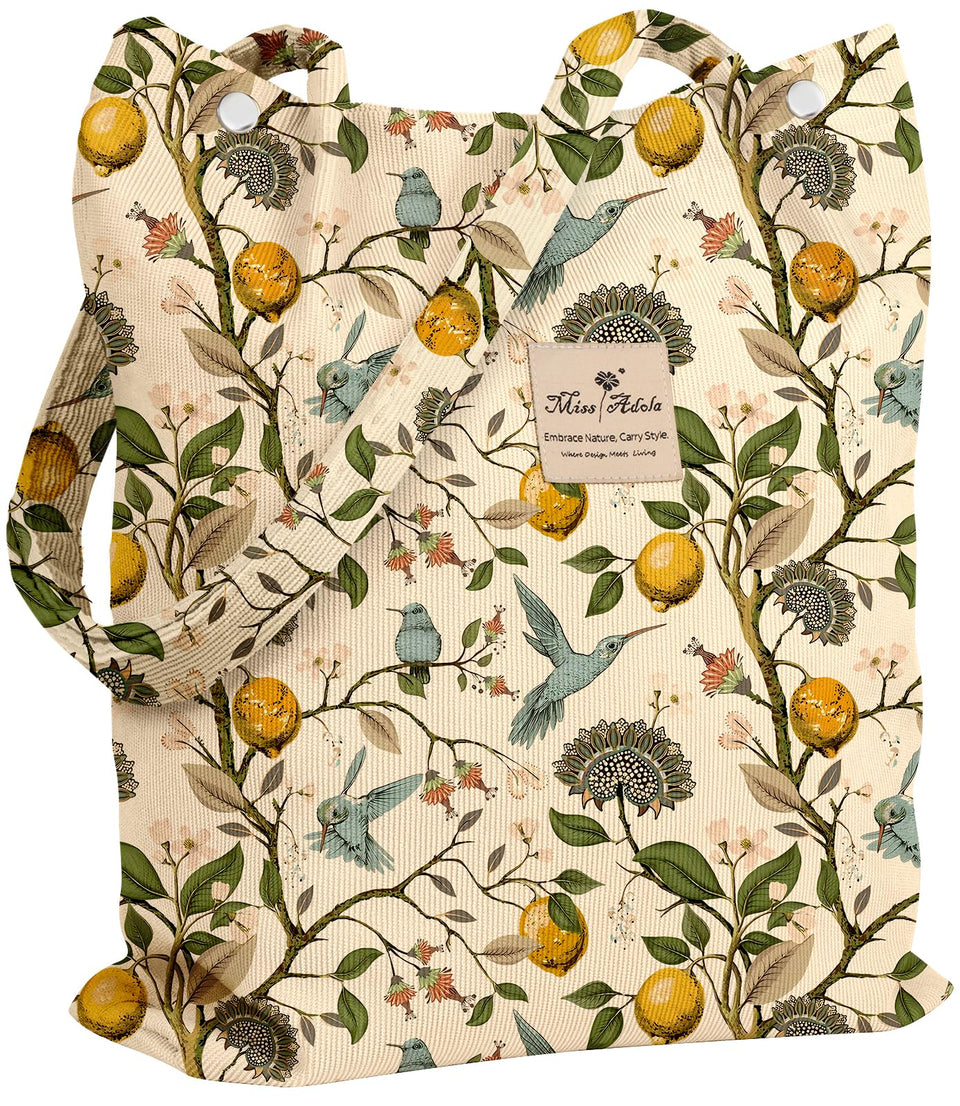 Miss Adola corduroy tote bag with large capacity for laptop and daily essentials.