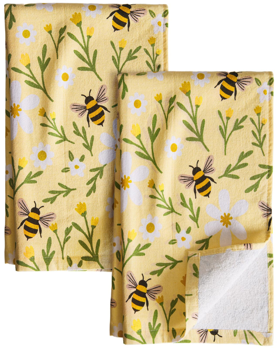Miss Adola bee pattern cotton kitchen towel ready for quick dish drying