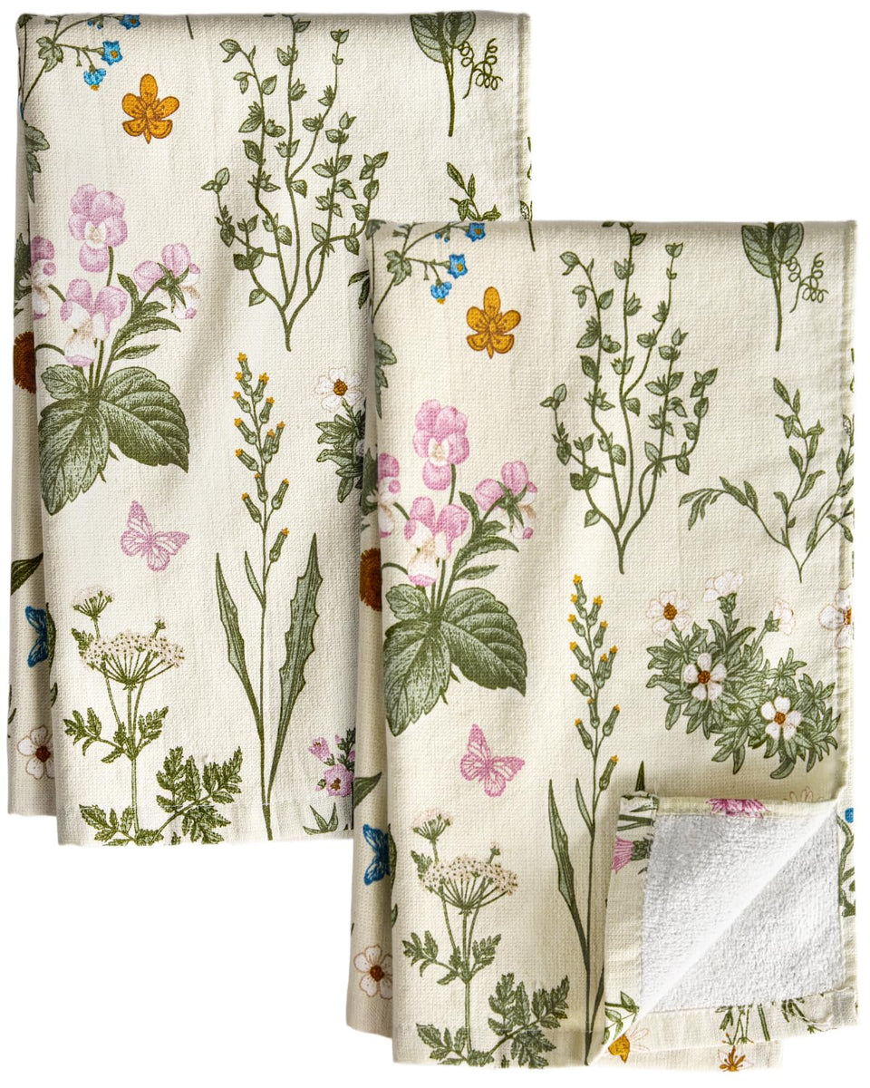 Miss Adola cotton kitchen towel with flower design, soft touch and quick-dry performance.