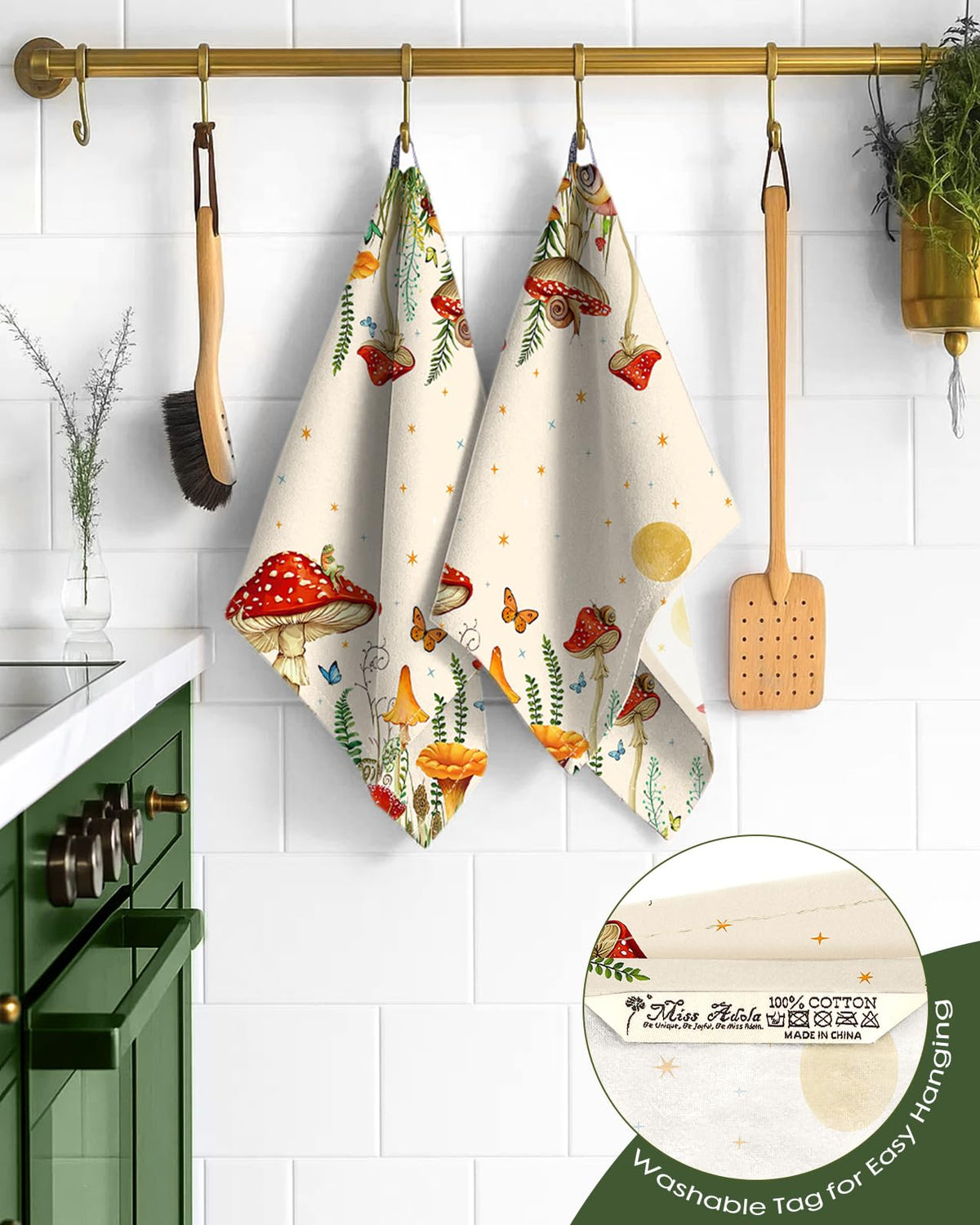 Miss Adola dish towels with hanging loop for easy air drying