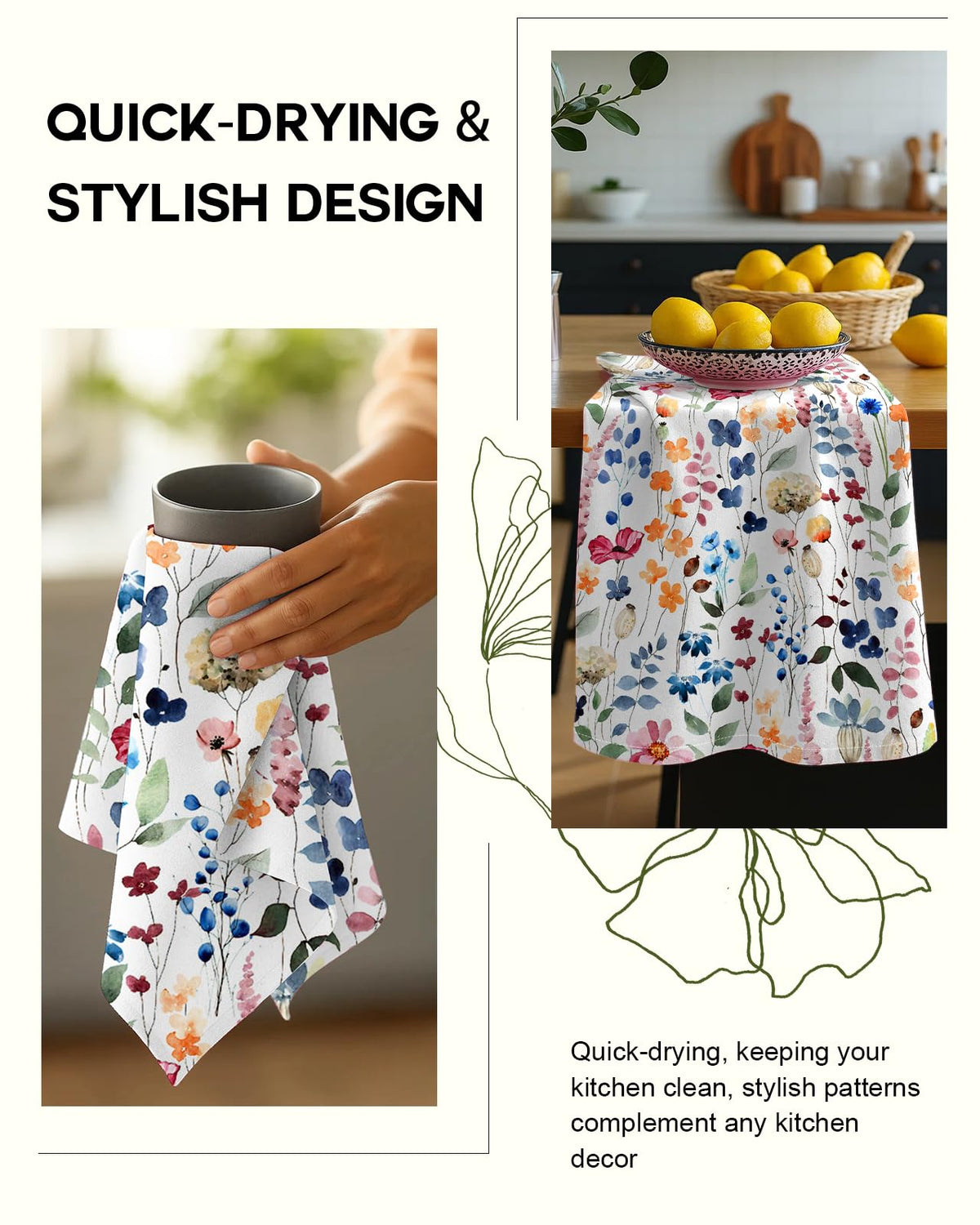 Miss Adola tea towel set built from durable fabric for frequent washing